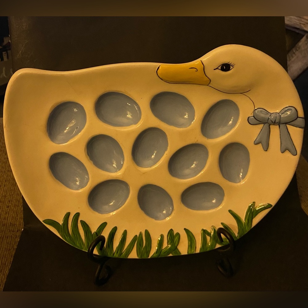 Deviled Egg Tray serving plate Duck blue green Easter